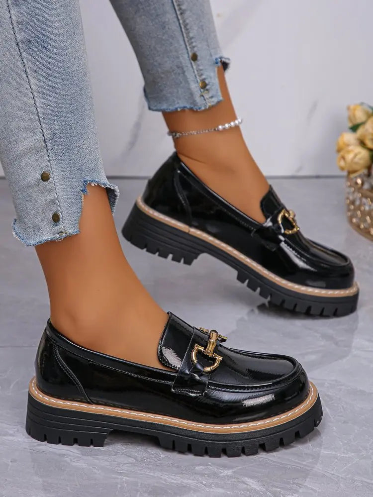 Happy™ WomenLoafers: Lav Hæl Vintage Stil Kæde Kvinder Loafers