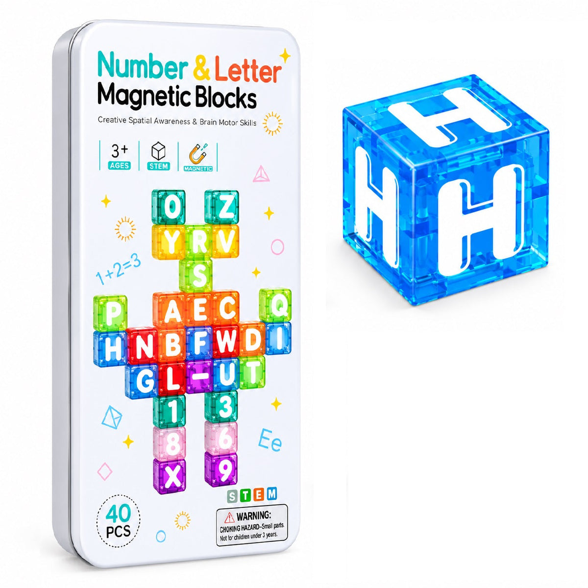 Kletshuts™ MagneticAlphabet  - Kreativ Alfabet Og Tal Magnetiske Byggeklodser Sæt