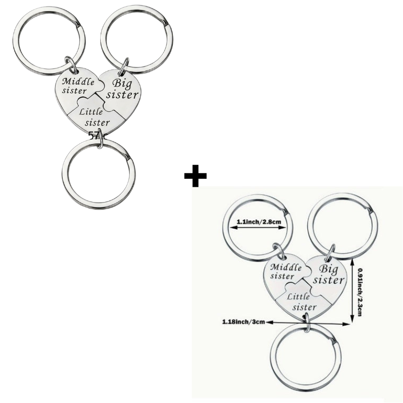 SisterhoodKeychain 1+1 GRATIS - Tre-Delt Søsterskabs Sammenflettet Nøglering