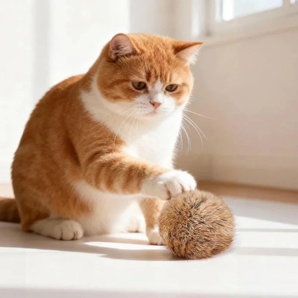 Catfri® PlushBall - Kattevenlig Plysbunny Bold Kattelegetøj