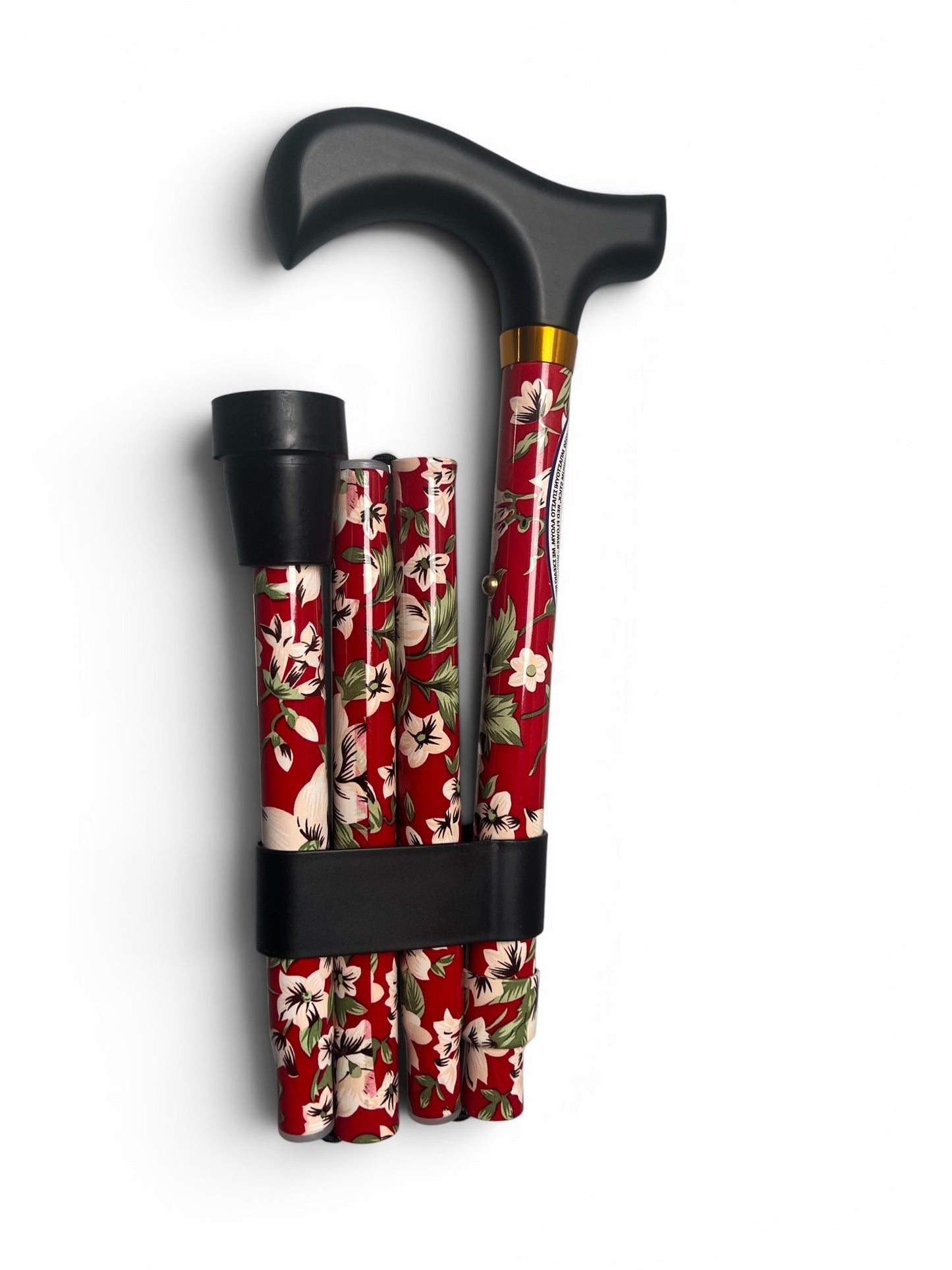 Foldbar Stok, Rødblomstret – Justerbar 81-92 cm