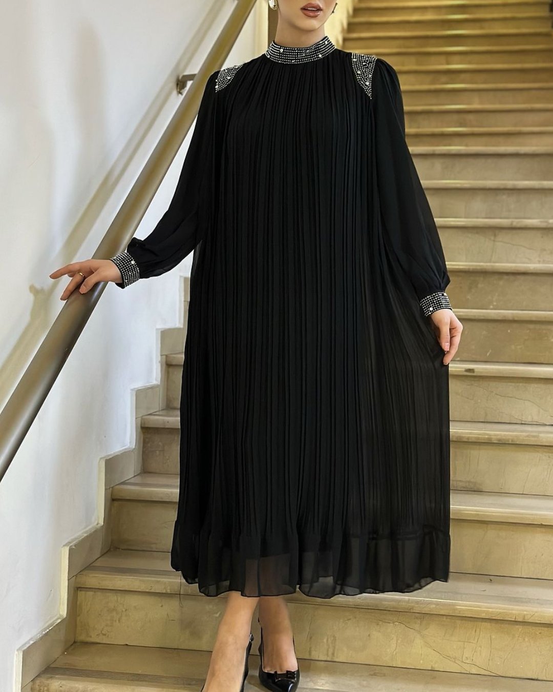 Icone™ SparkleDress: Elegant Behagelig Plisseret Maxi Sparkle Kjole