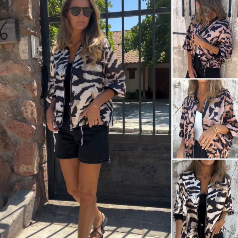 Icone™ ZebraJacket: Elegant Stilfuld Zebramønster Jakke