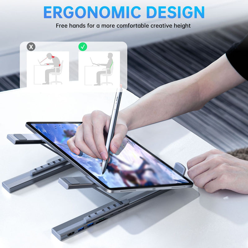 HubStand - Foldbar og Justerbar Multi Port Hub Laptop Stativ