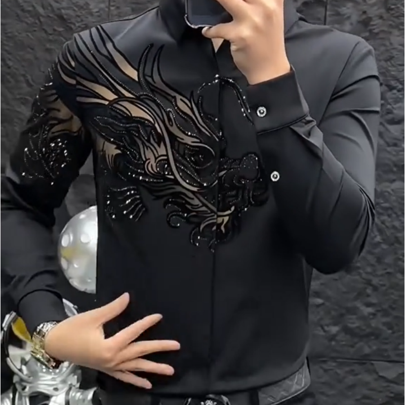 Icone™ SequinPolo - Elegant Drage Paillet Design Langærmet Polo