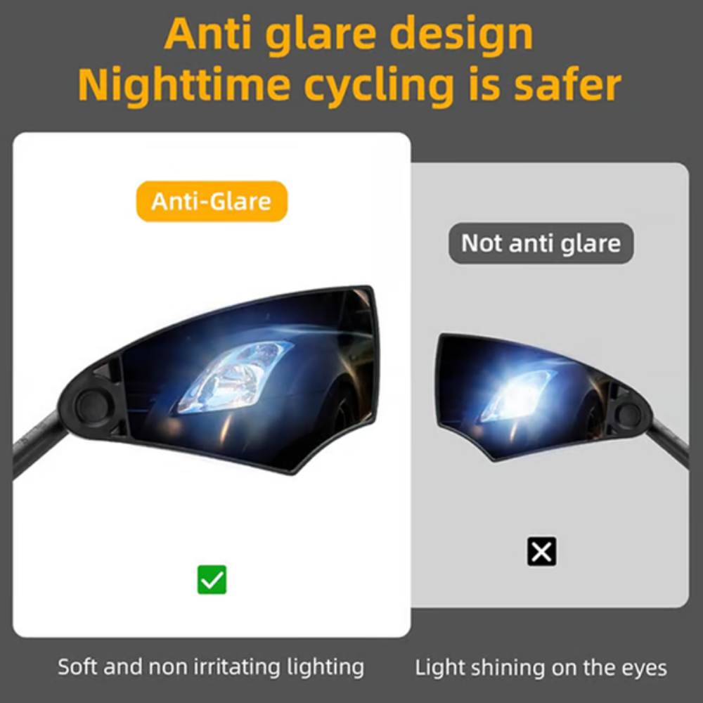 CyclingMirrors 1+1 GRATIS: Holdbar 360° Drejeligt Bredt Synsfelt Antirefleks Cykling Spejle