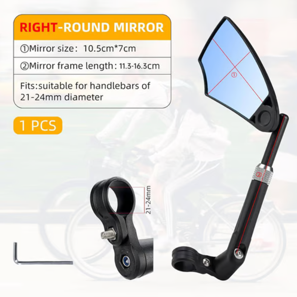 CyclingMirrors 1+1 GRATIS: Holdbar 360° Drejeligt Bredt Synsfelt Antirefleks Cykling Spejle