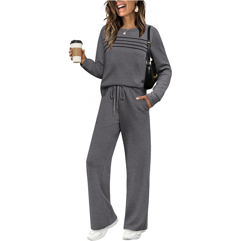 Icone™ CozyOutfit - Komfortabel Langærmet Top Og Bukser Snøre Outfit Sæt