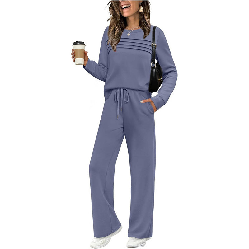 Icone™ CozyOutfit - Komfortabel Langærmet Top Og Bukser Snøre Outfit Sæt