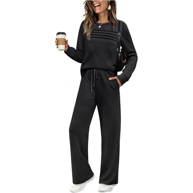 Icone™ CozyOutfit - Komfortabel Langærmet Top Og Bukser Snøre Outfit Sæt
