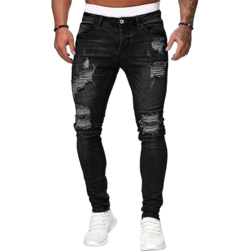 Icone™ RippedJeans: Mænd Stilfulde Mager Rippet Jeans