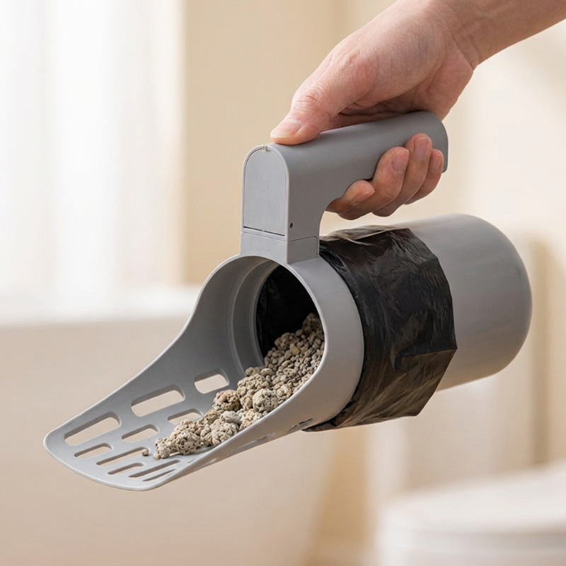 Catfri® LitterScoop: Alt-i-en Kattebakke Skovl med 5 Ruller Affaldsposer