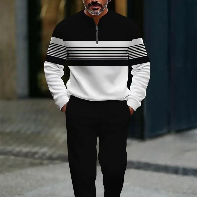 Icone™ GraphicSet: Herres Afslappet Sportswear Grafisk Print Sweatshirt Og Bukser Sæt