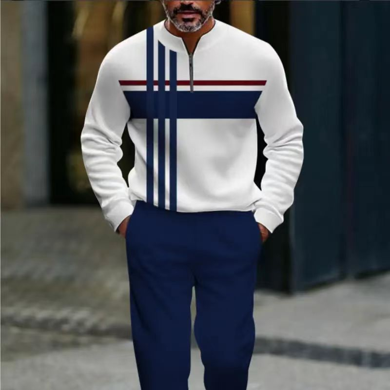 Icone™ GraphicSet: Herres Afslappet Sportswear Grafisk Print Sweatshirt Og Bukser Sæt