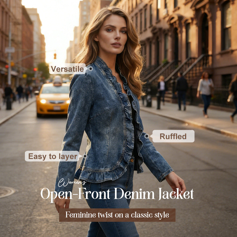 Icone™ RuffledJacket - Stilfuld Mode Rynket Denim Jakke