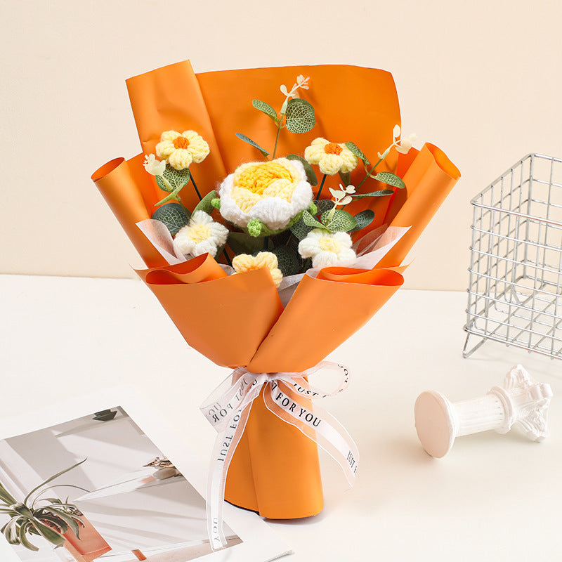 CrochetFlowers 1+1 GRATIS - Delikat Kunstig Hæklet Blomsterbuket