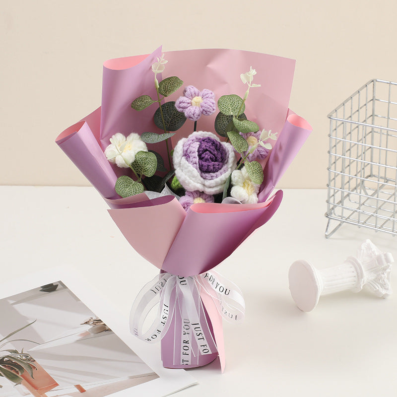 CrochetFlowers 1+1 GRATIS - Delikat Kunstig Hæklet Blomsterbuket