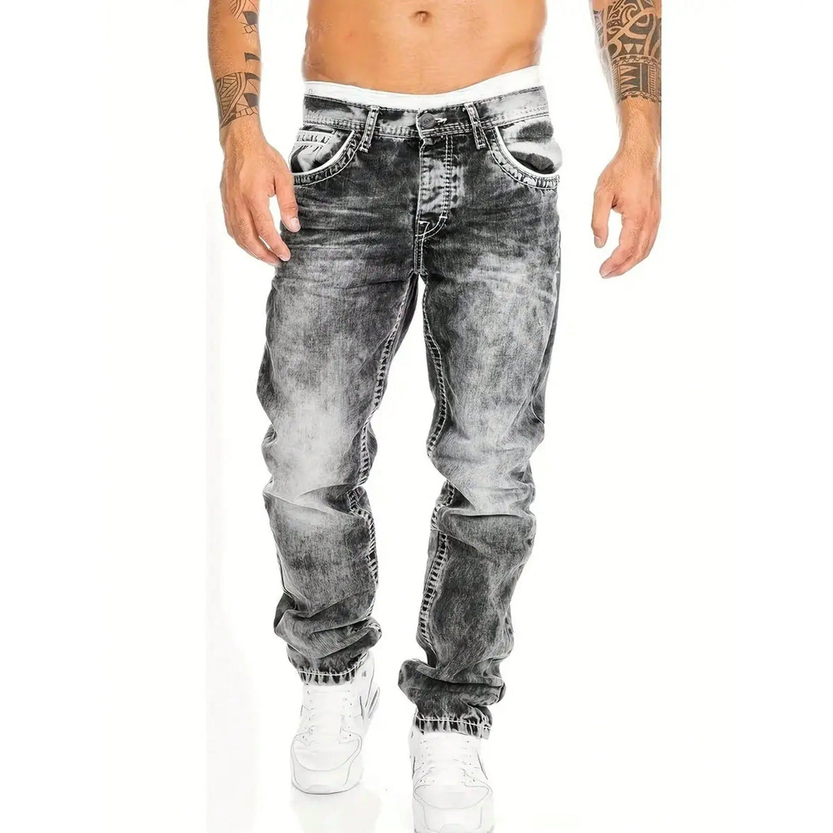 Icone™ WashedJeans: Casual Streetwear Vaskede Stil Jeans til Mænd