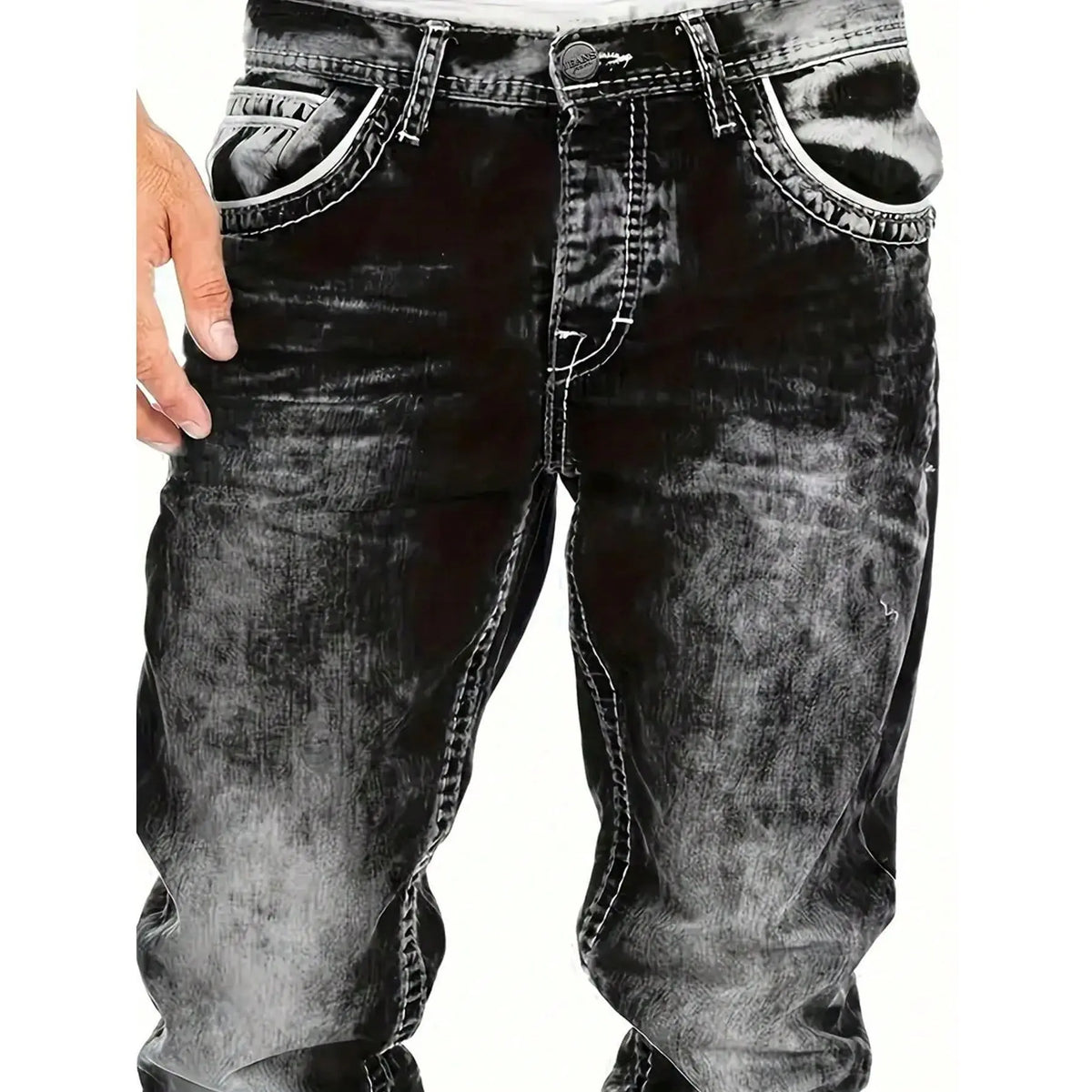 Icone™ WashedJeans: Casual Streetwear Vaskede Stil Jeans til Mænd