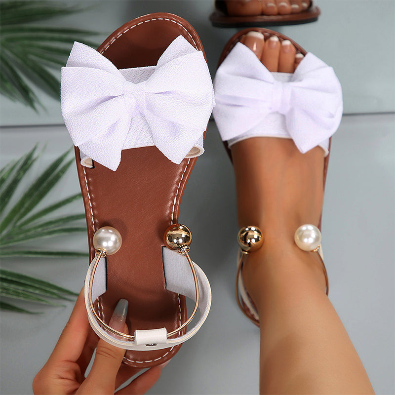 Happy™ ChicFootwear: Stilfuldt og Komfortabelt Fodtøj med Chic Bånd og Perle Detaljer