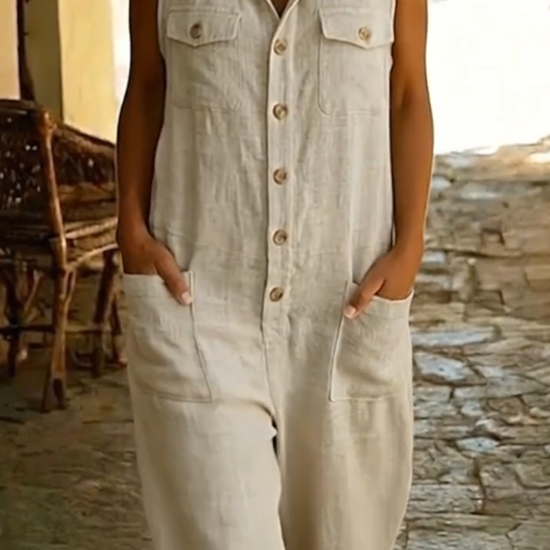 Icone™ HoodedJumpsuit: Chic Casual Og Komfortabel Pasform Uden Ærmer Hættetrøje Jumpsuit