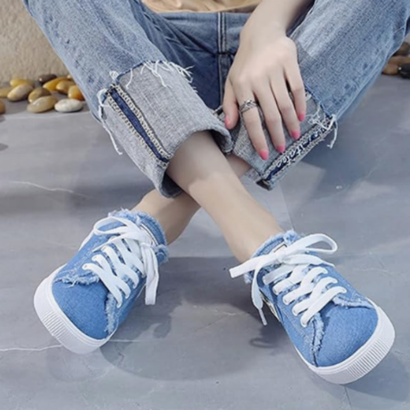 Happy™ DenimSneakers: Nem Slip-On Komfortable Denim Inspirerede Sneakers
