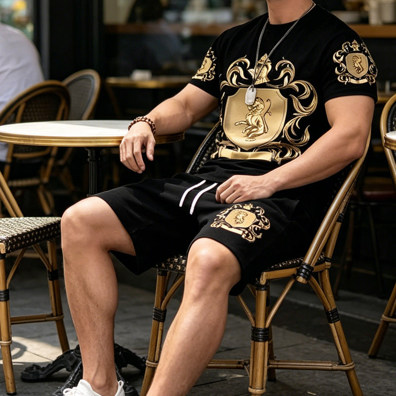 Icone™ StreetwearOutfit - Afslappet Streetwear To-Dels Outfit Sæt Til Mænd