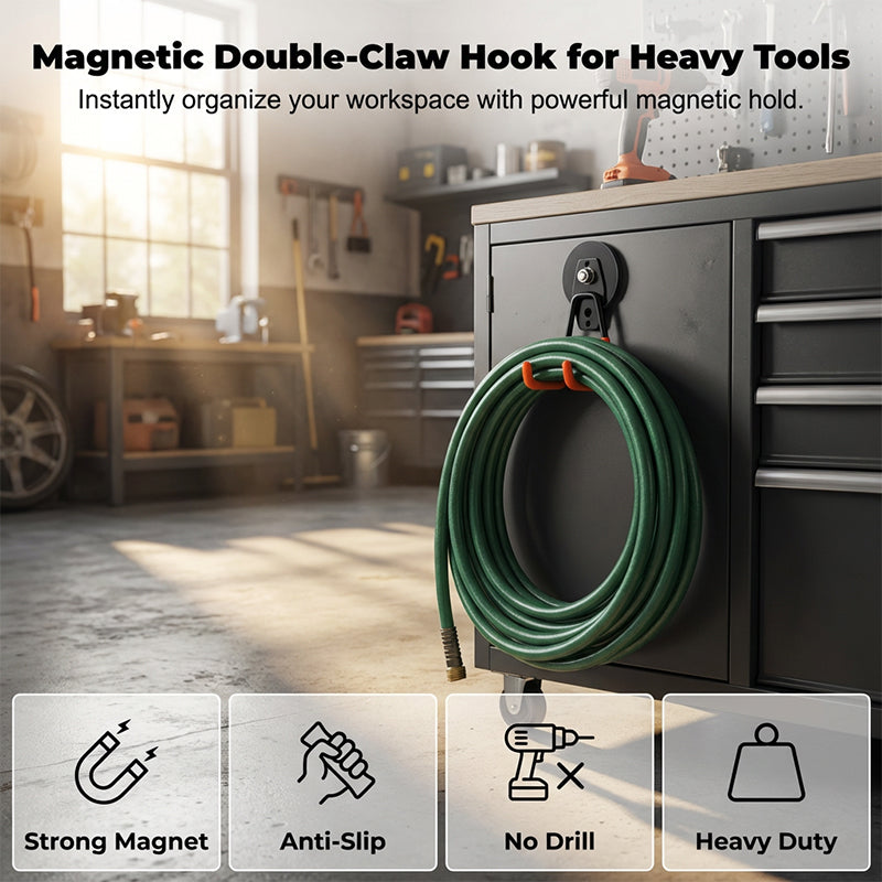 GlideHold® DoubleHook: Heavy Duty Multifunktionel Magnetisk Dobbelkrog