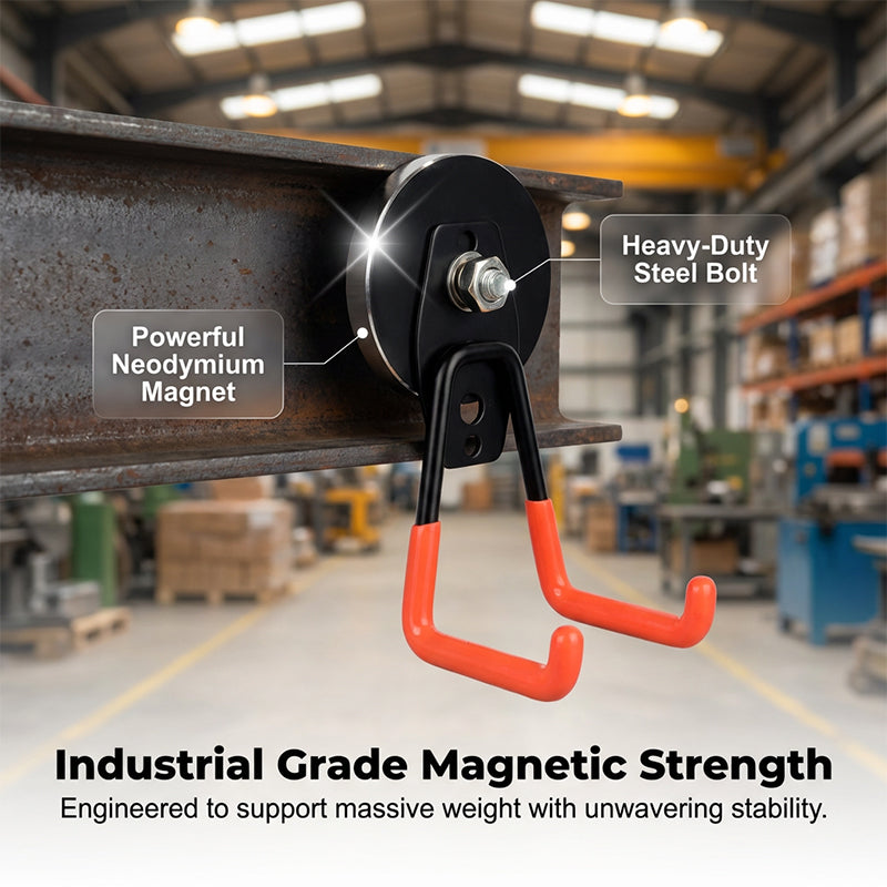 GlideHold® DoubleHook: Heavy Duty Multifunktionel Magnetisk Dobbelkrog