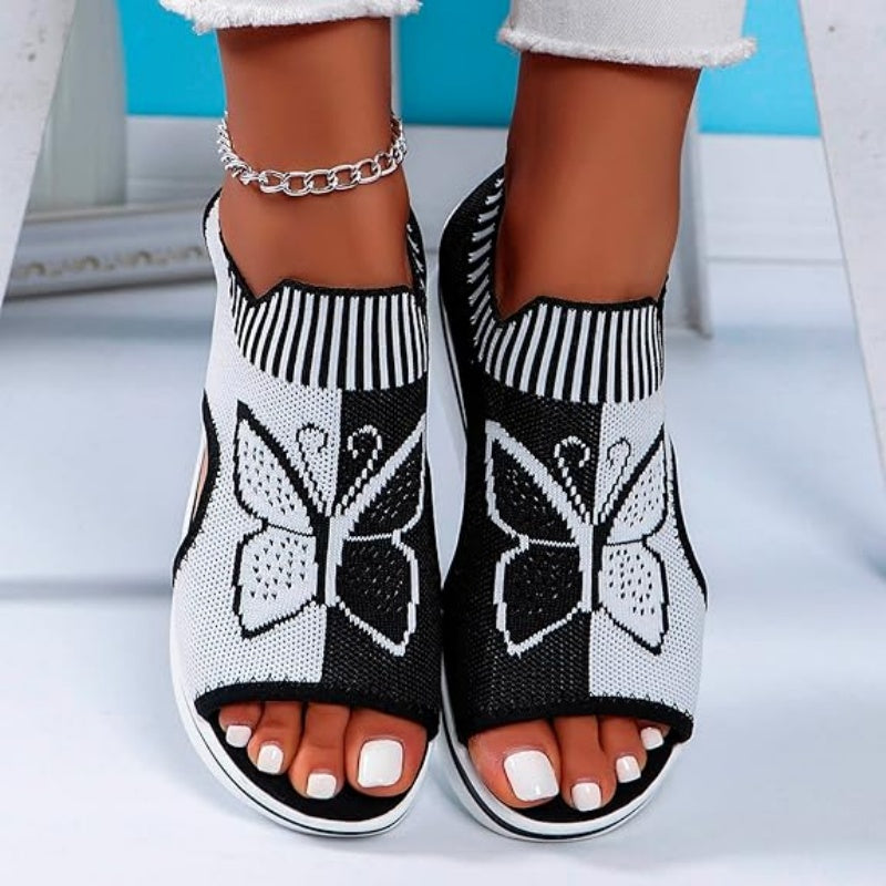 Happy™ ButterflySandals: Kvinders Casual Peep-Toe Sandaler Med Sommerfugle Design