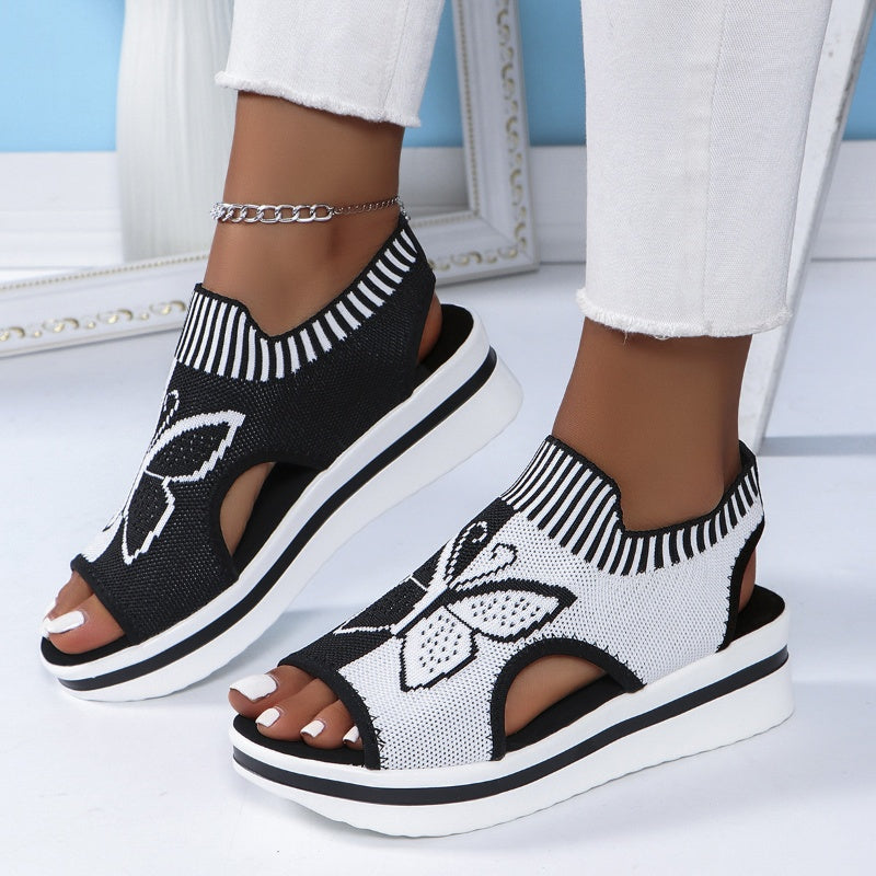 Happy™ ButterflySandals: Kvinders Casual Peep-Toe Sandaler Med Sommerfugle Design