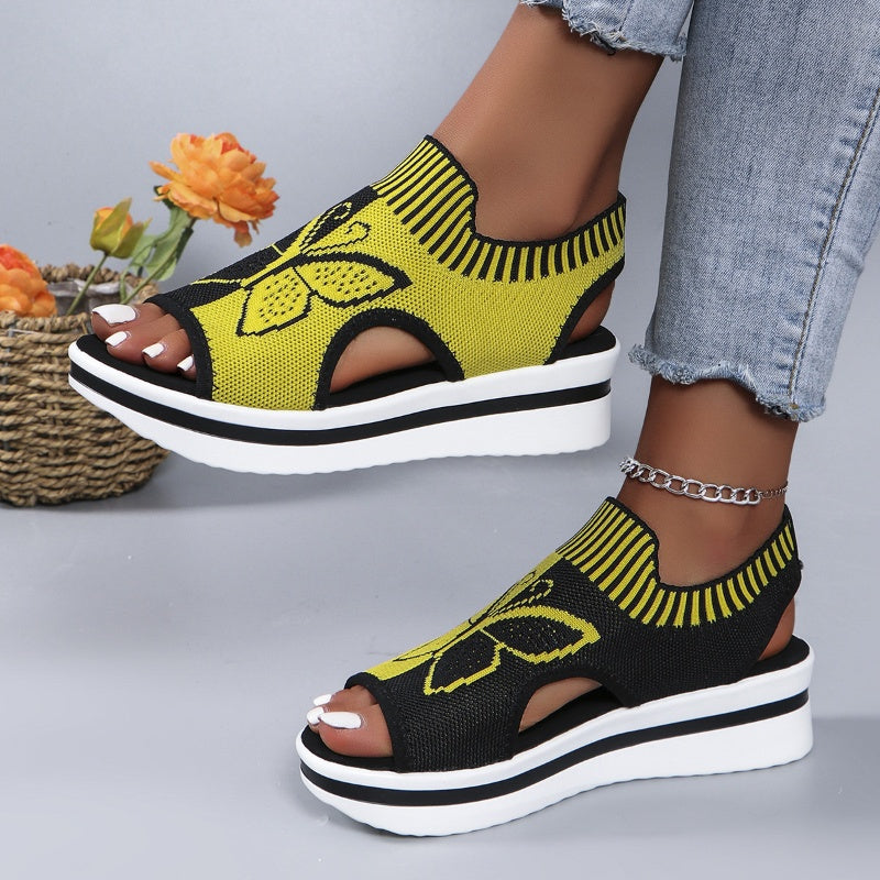 Happy™ ButterflySandals: Kvinders Casual Peep-Toe Sandaler Med Sommerfugle Design