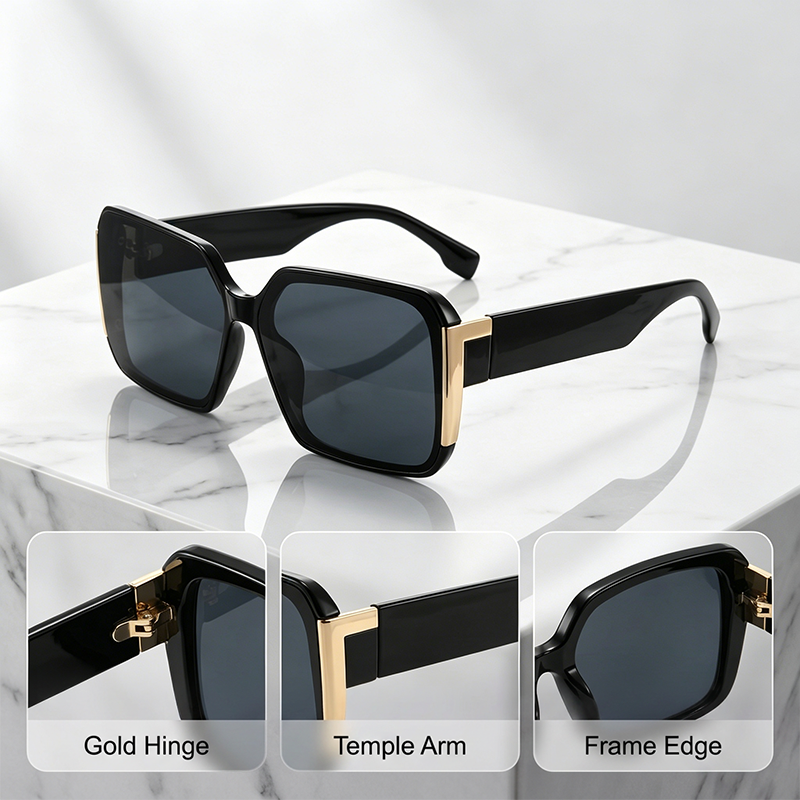 SquareSunglasses 1+1 GRATIS - Elegant Retro Firkantramme Solbriller