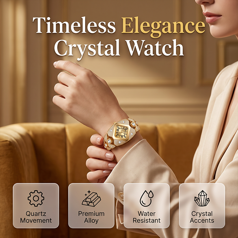 Jewelance™ CrystalWatch: Kvinders Elegante Kvarts Krystal Armbåndsur