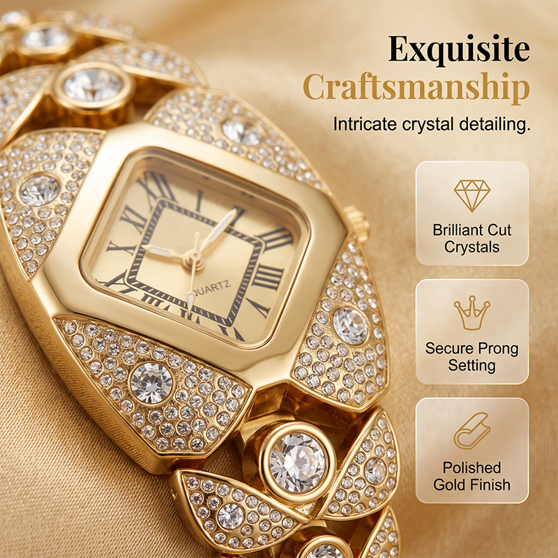 Jewelance™ CrystalWatch: Kvinders Elegante Kvarts Krystal Armbåndsur