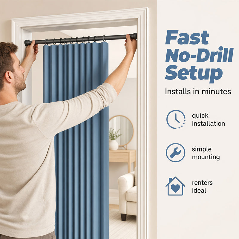 GlideHold® SpaceDivider: Pladsbesparende Gardindør Divider Uden Bor