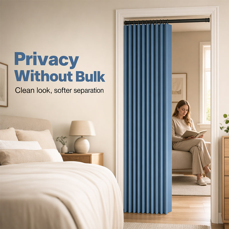 GlideHold® SpaceDivider: Pladsbesparende Gardindør Divider Uden Bor