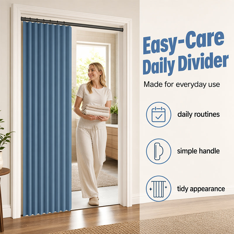 GlideHold® SpaceDivider: Pladsbesparende Gardindør Divider Uden Bor