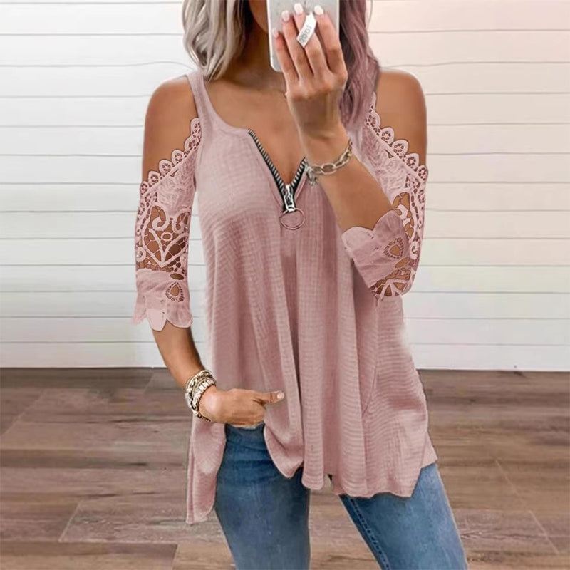 Icone™ FashionTop - Elegant Stilfuld Slukket-Skulder Ærmedesign Mode Top