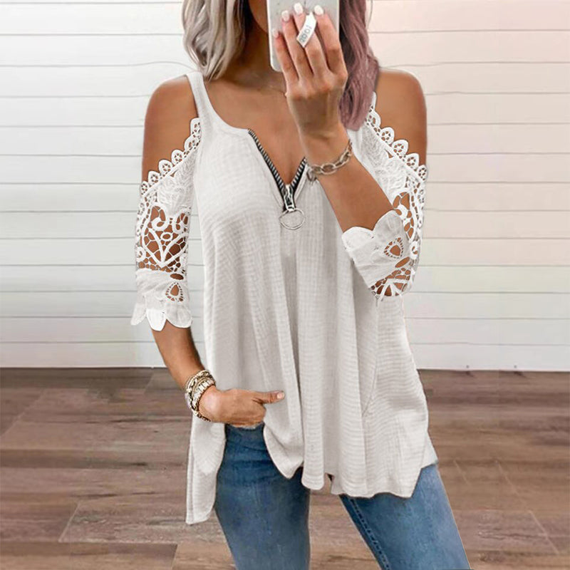 Icone™ FashionTop - Elegant Stilfuld Slukket-Skulder Ærmedesign Mode Top
