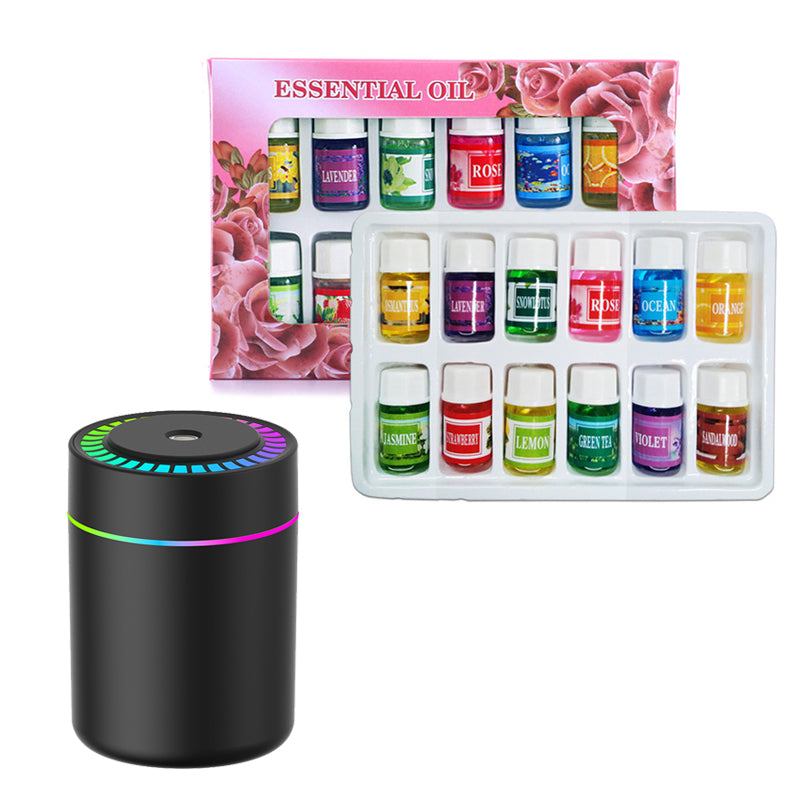 DiffuserSet: 12 Duftende Hjemmeparfume Diffuserolie Sæt Med Mini Luftfugter