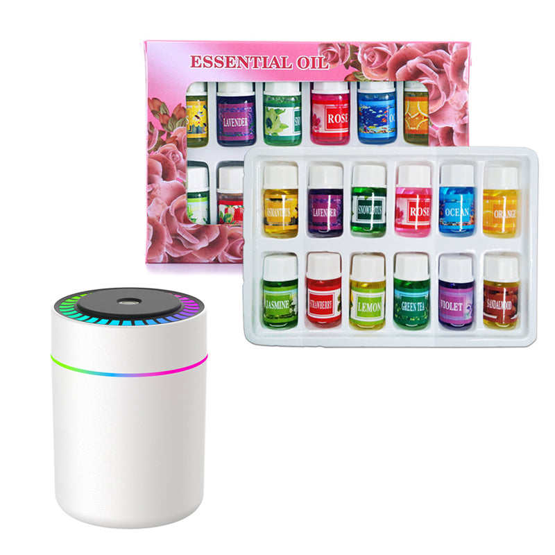 DiffuserSet: 12 Duftende Hjemmeparfume Diffuserolie Sæt Med Mini Luftfugter
