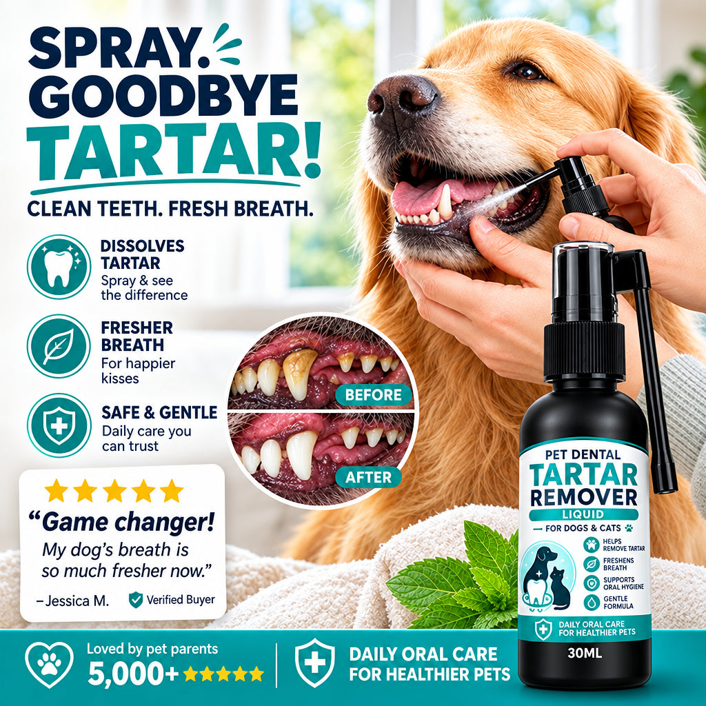 DogCatFri™ PlaqueRemover 1+1 GRATIS: Sikker Mundplejeløsning Plaque Remover Spray Til Hunde Og Katte