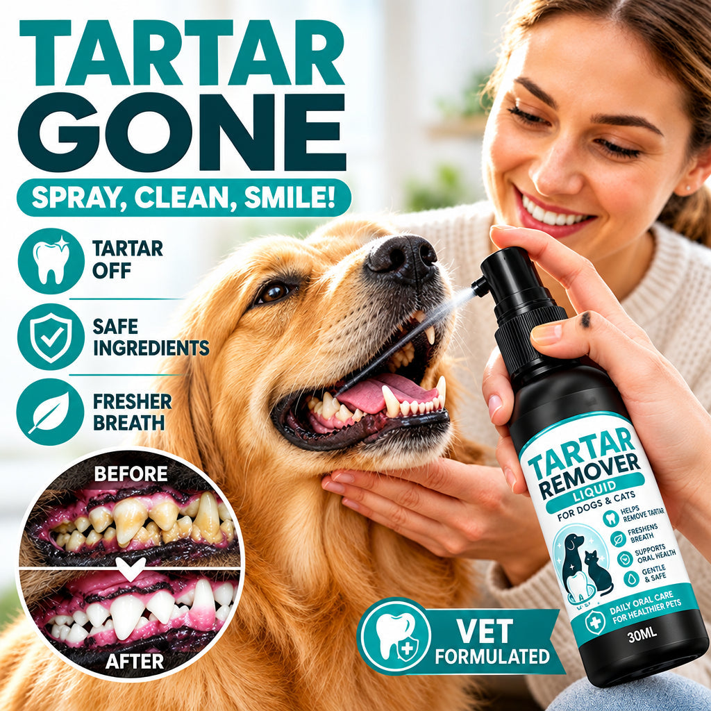 DogCatFri™ PlaqueRemover 1+1 GRATIS: Sikker Mundplejeløsning Plaque Remover Spray Til Hunde Og Katte
