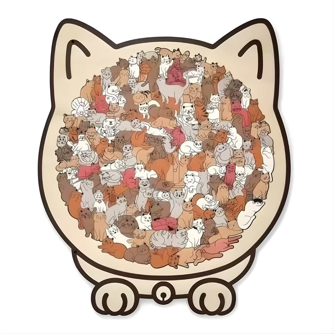 Kletshuts™CatPuzzle: Unik Kat Puslespil Farverig Træ Dyr Stiksav