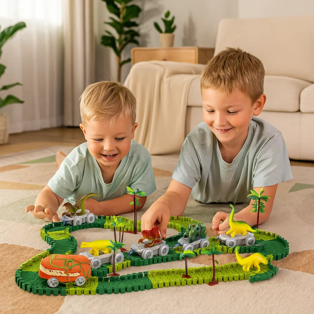 Kletshuts™ DinoTrack – Fleksibel Dino Spor Bygning Leg Sæt