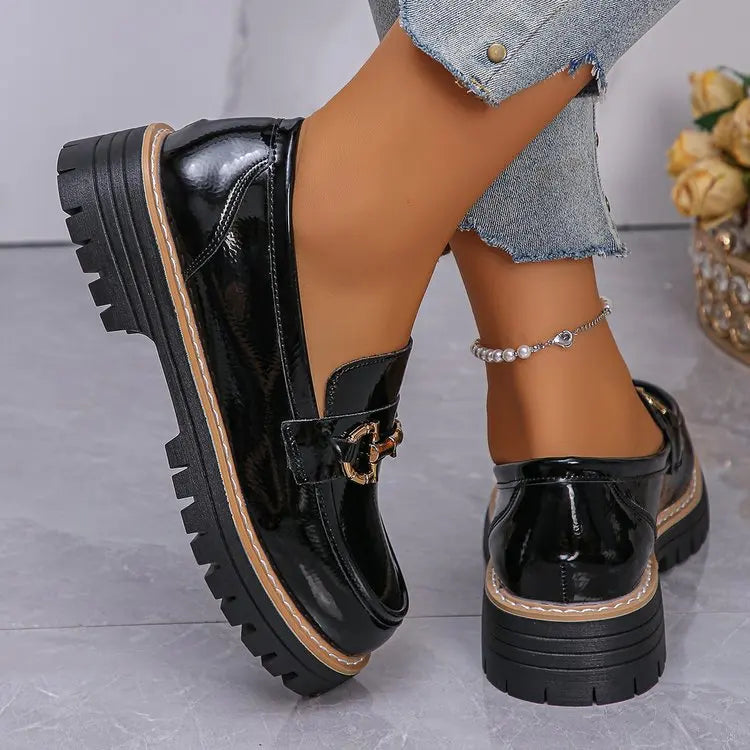Happy™ WomenLoafers: Lav Hæl Vintage Stil Kæde Kvinder Loafers