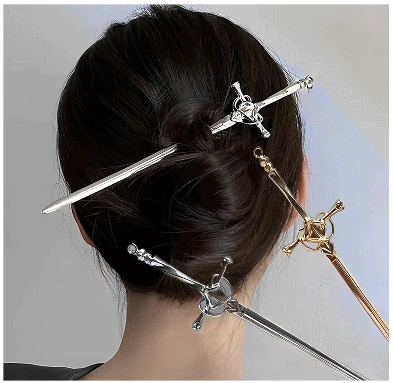 Rose® SwordHairpin 2+2 GRATIS: Gotisk Stil Sværd Hårknop Nål Tilbehør