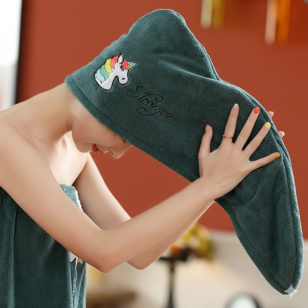 Icone™ HairTowel 1+1 GRATIS: Ultra-Blødt Hurtigtørrende Hårhåndklæde Til Nem Brusebad Pleje