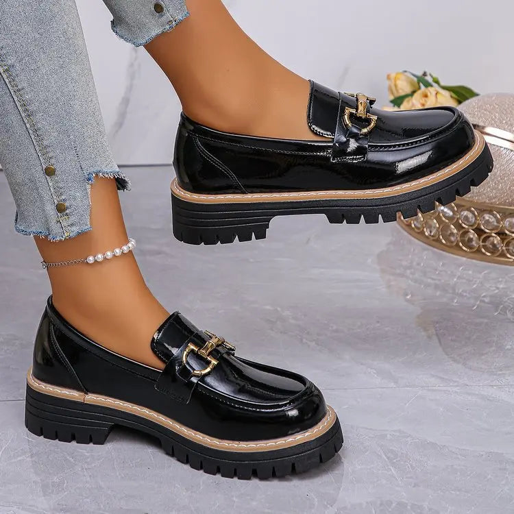 Happy™ WomenLoafers: Lav Hæl Vintage Stil Kæde Kvinder Loafers